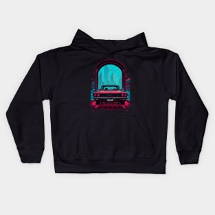 Retrowave Car Neon Colors Kids Hoodie